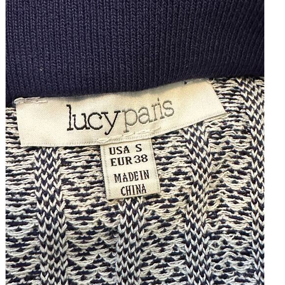 Lucy Paris blue red striped knit pull on tube skirt size Small - Picture 3 of 12